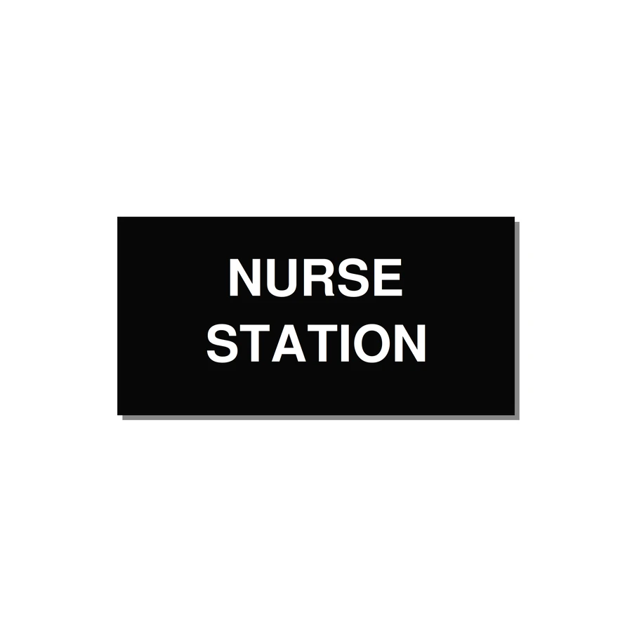 4.0x2.0" Safety Label - NURSE STATION — 4x2" White on Black, Adhesive