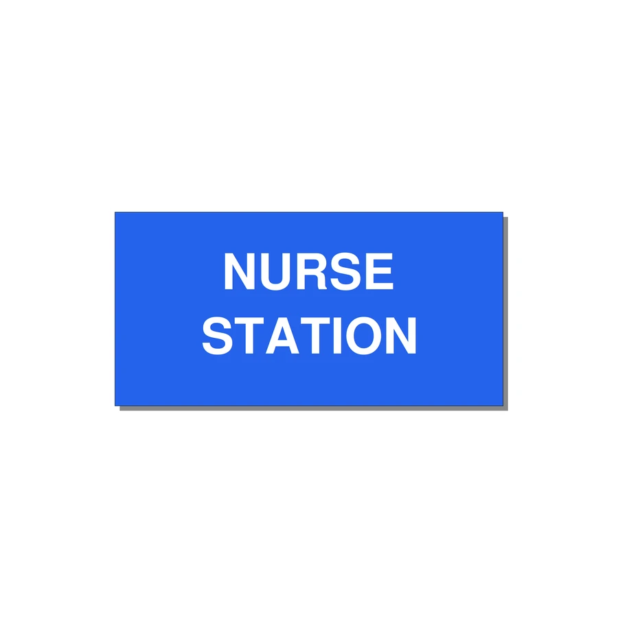 4.0x2.0" Safety Label - NURSE STATION — 4x2" White on Blue, Adhesive