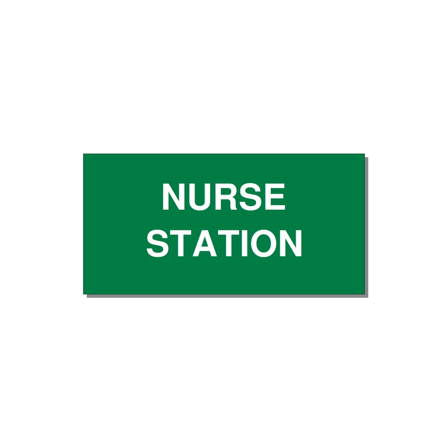 4.0x2.0" Safety Label - NURSE STATION — 4x2" White on Green, Adhesive