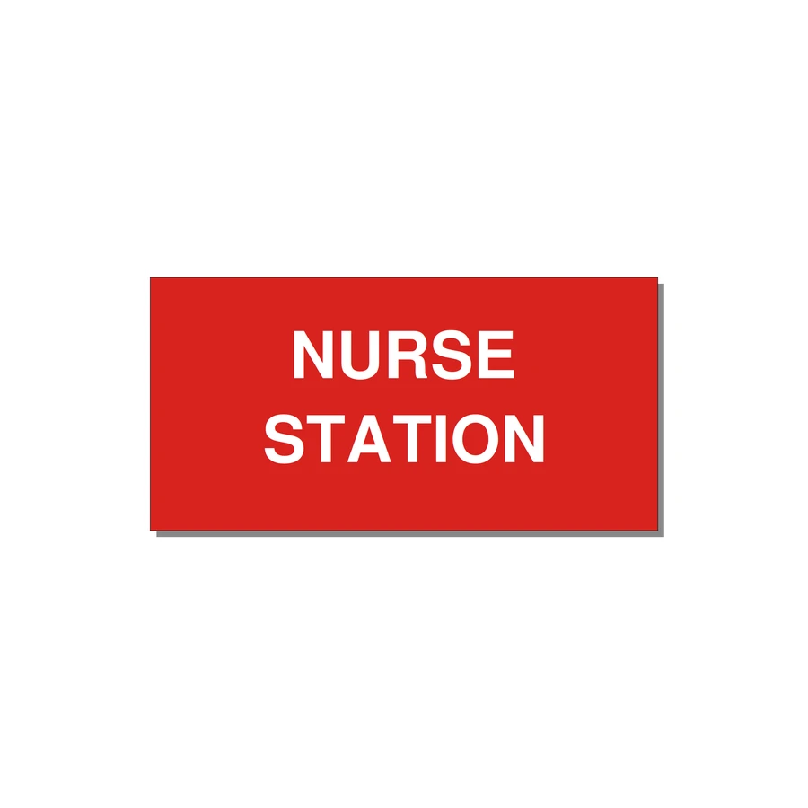 4.0x2.0" Safety Label - NURSE STATION — 4x2" White on Red, Adhesive