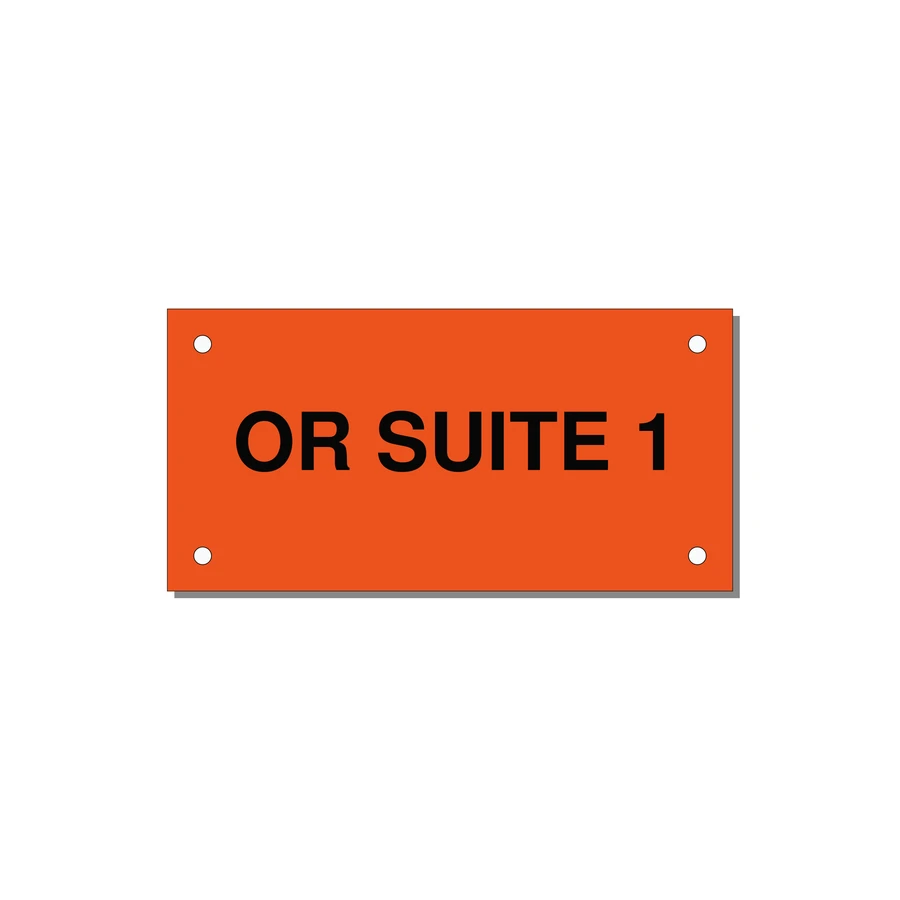 4.0x2.0" Safety Label - OR SUITE 1 — 4x2" Black on Orange, Holes