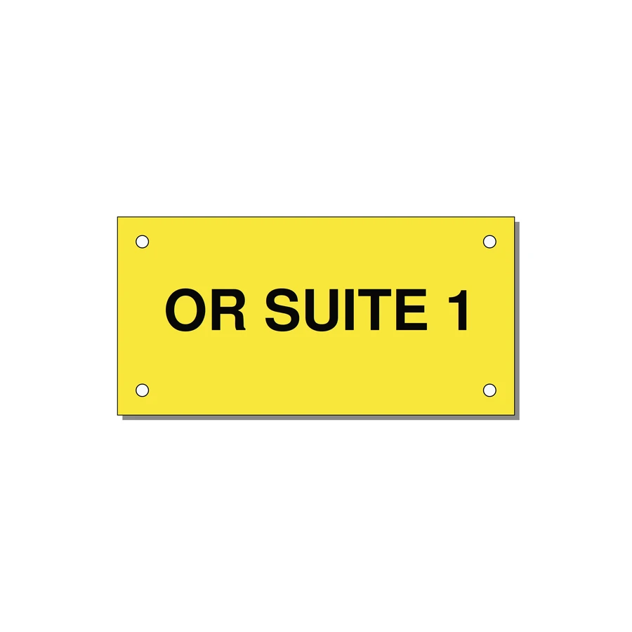 4.0x2.0" Safety Label - OR SUITE 1 — 4x2" Black on Yellow, Holes