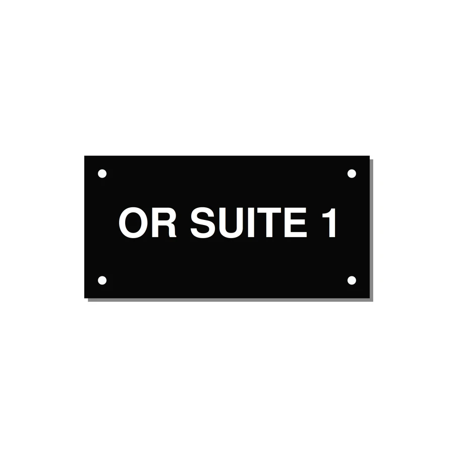 4.0x2.0" Safety Label - OR SUITE 1 — 4x2" White on Black, Holes