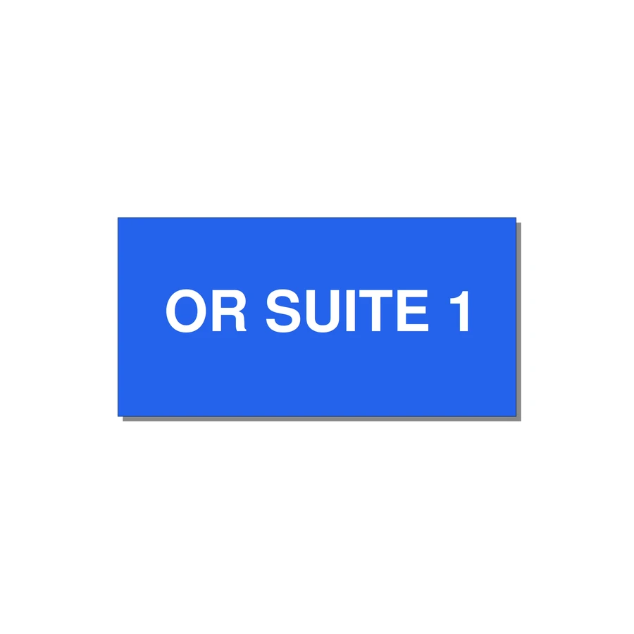 4.0x2.0" Safety Label - OR SUITE 1 — 4x2" White on Blue, Adhesive