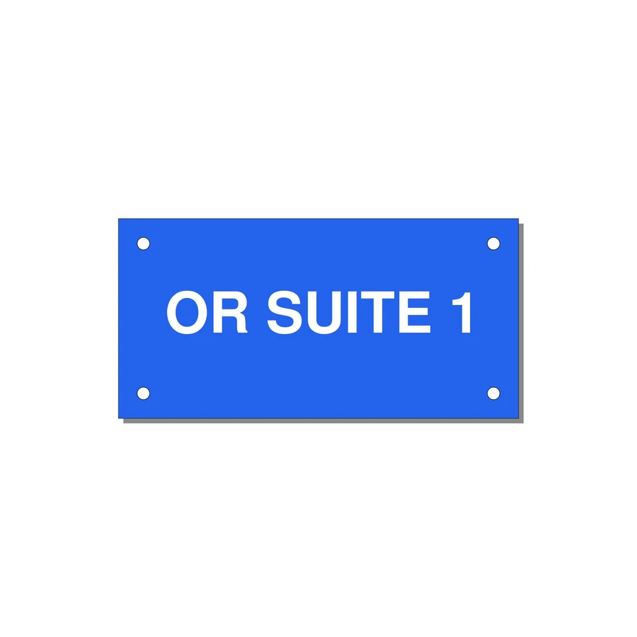 4.0x2.0" Safety Label - OR SUITE 1 — 4x2" White on Blue, Holes