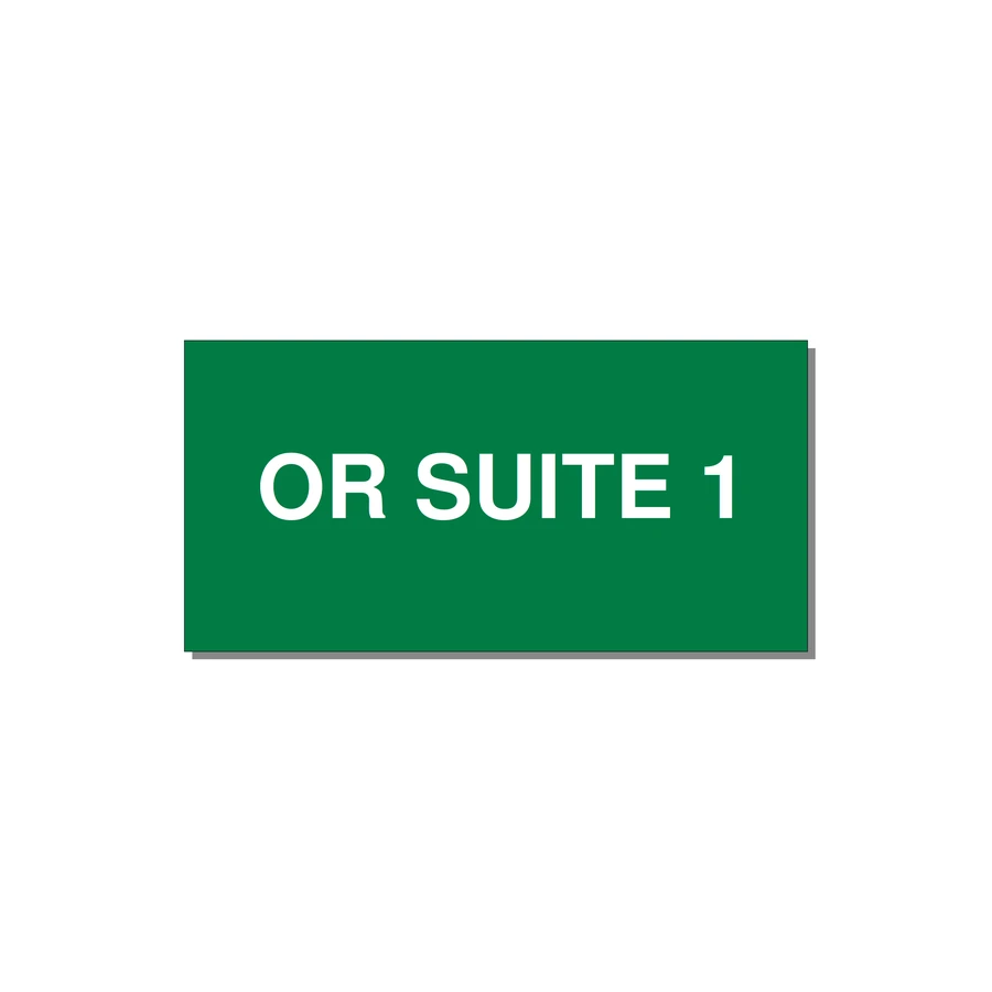 4.0x2.0" Safety Label - OR SUITE 1 — 4x2" White on Green, Adhesive