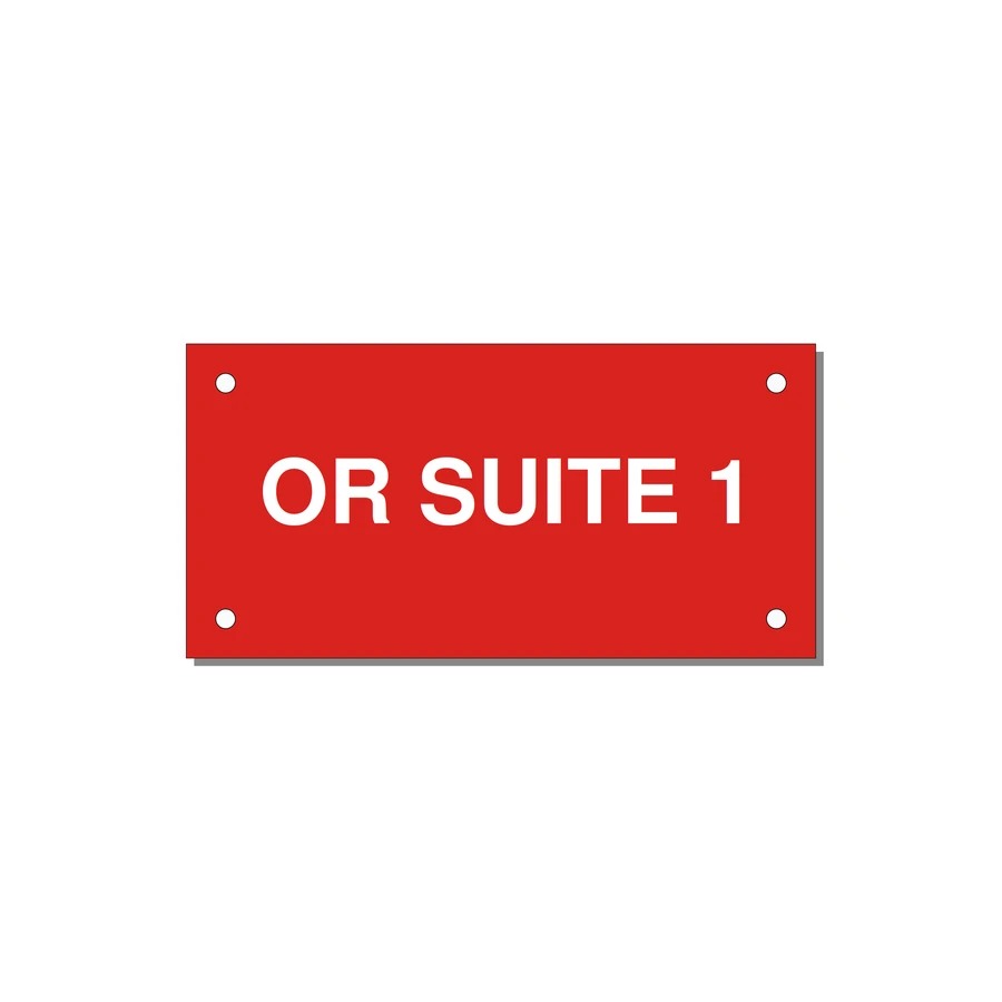 4.0x2.0" Safety Label - OR SUITE 1 — 4x2" White on Red, Holes