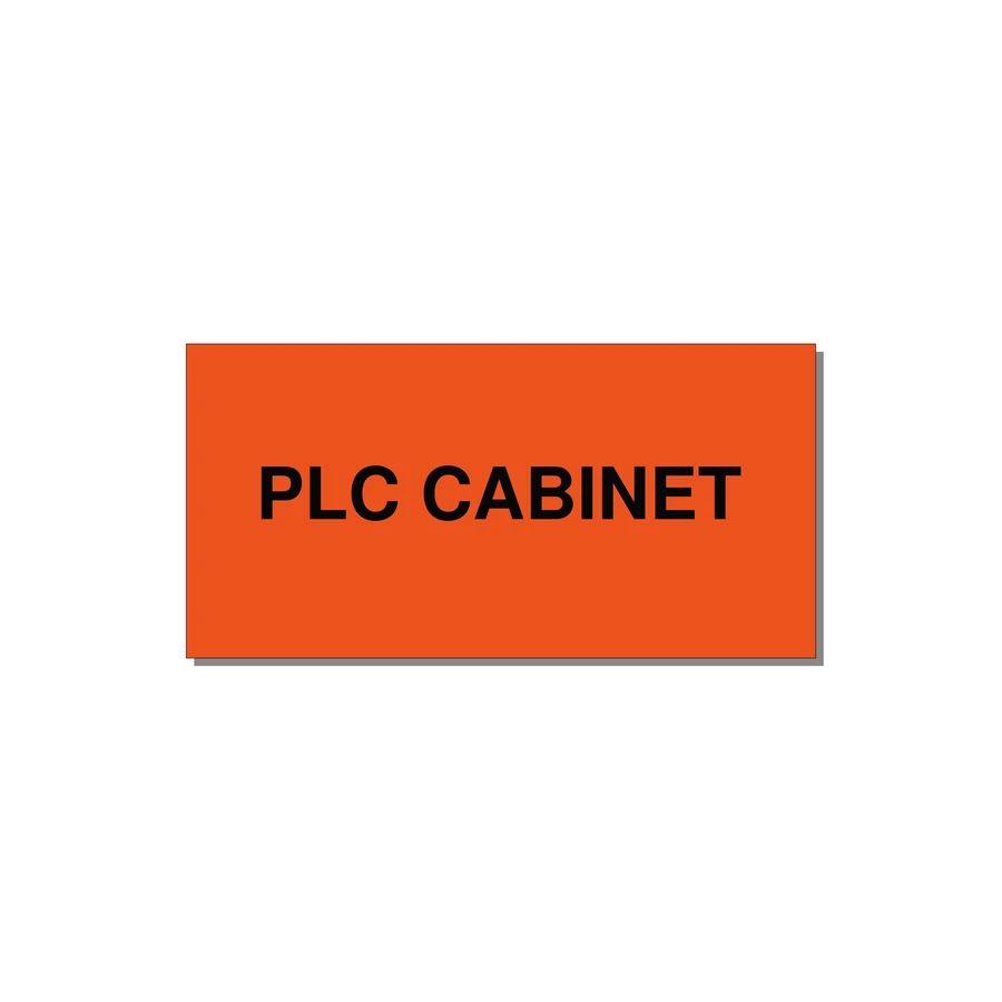 4.0x2.0" Safety Label - PLC CABINET — 4x2" Black on Orange, Adhesive