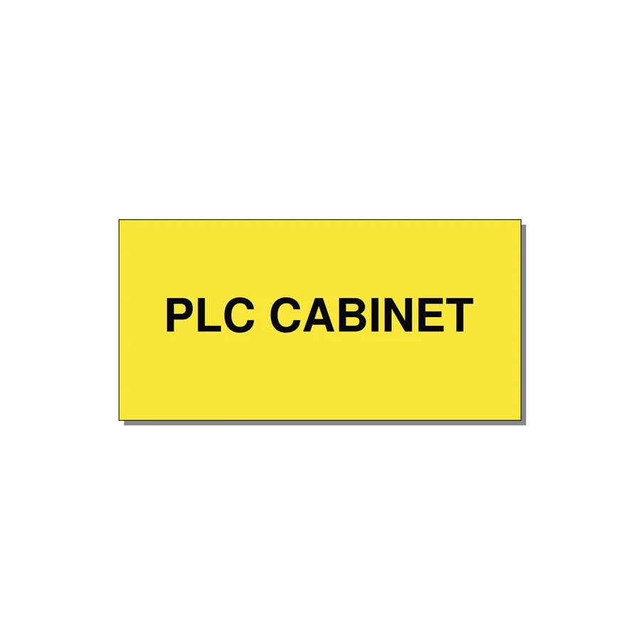 4.0x2.0" Safety Label - PLC CABINET — 4x2" Black on Yellow, Adhesive