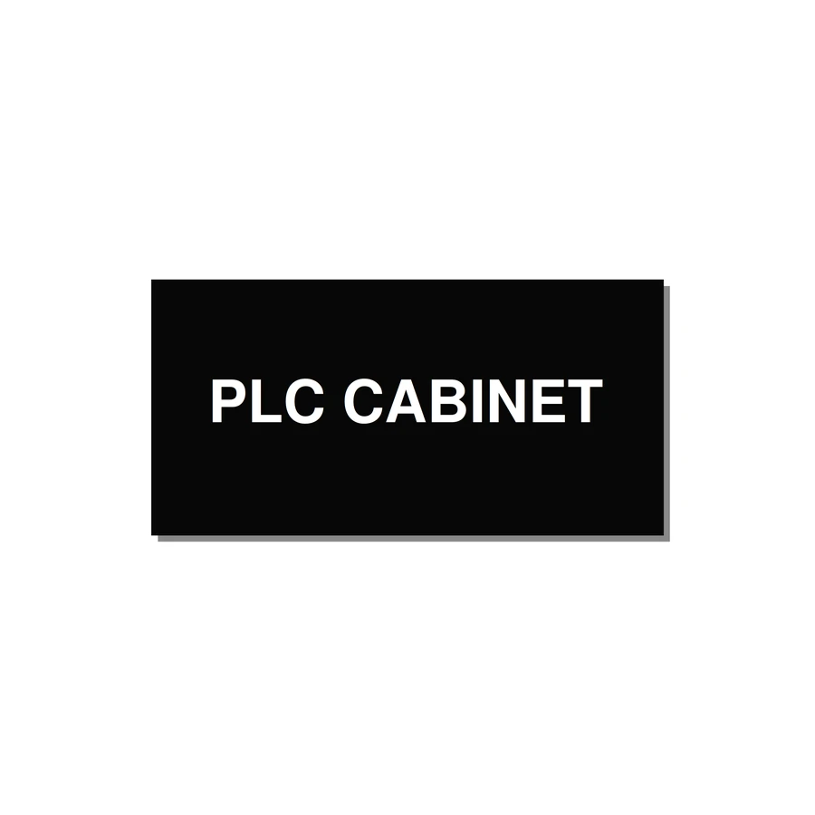 4.0x2.0" Safety Label - PLC CABINET — 4x2" White on Black, Adhesive