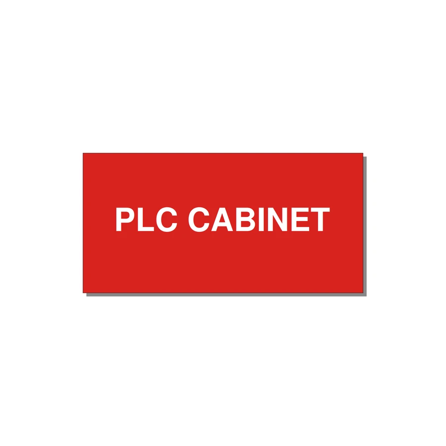 4.0x2.0" Safety Label - PLC CABINET — 4x2" White on Red, Adhesive