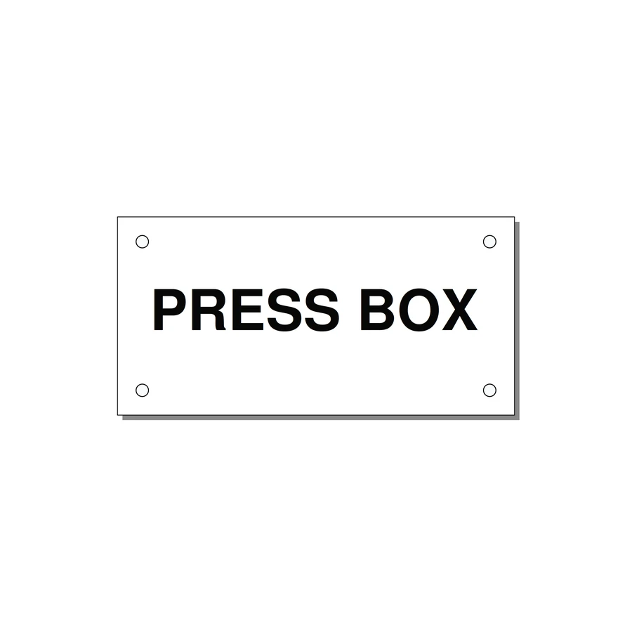 4.0x2.0" Safety Label - PRESS BOX — 4x2" Black on White, Holes