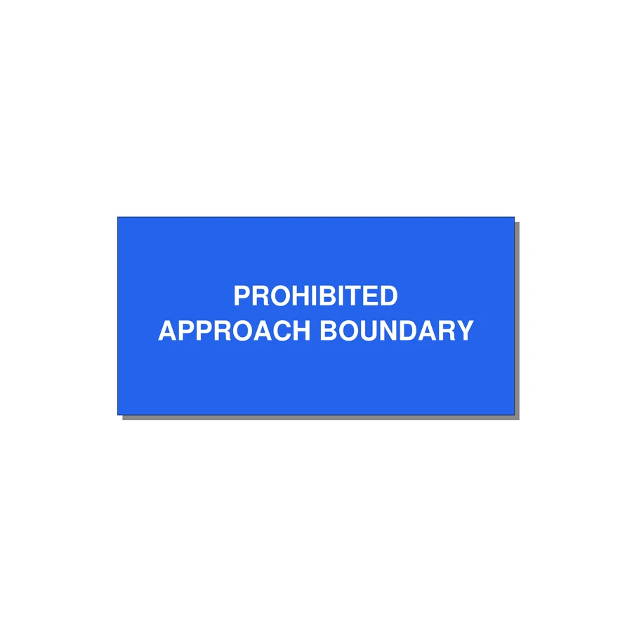 4.0x2.0" Safety Label - PROHIBITED APPROACH BOUND — 4x2" White on Blue, Adhesive
