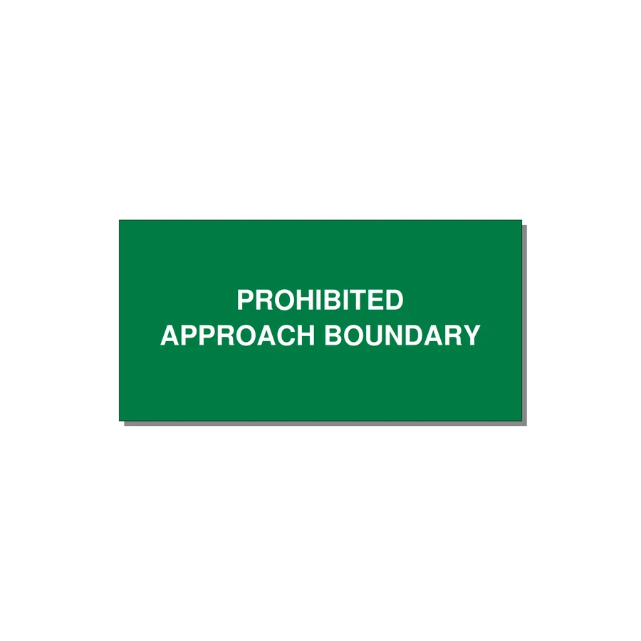 4.0x2.0" Safety Label - PROHIBITED APPROACH BOUND — 4x2" White on Green, Adhesive