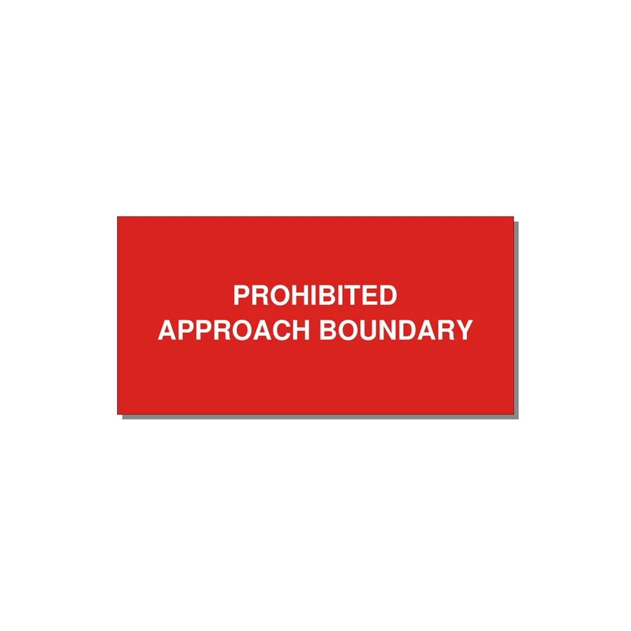 4.0x2.0" Safety Label - PROHIBITED APPROACH BOUND — 4x2" White on Red, Adhesive