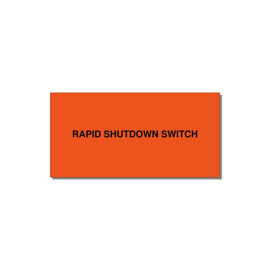 4.0x2.0" Safety Label - RAPID SHUTDOWN SWITCH — 4x2" Black on Orange, Adhesive