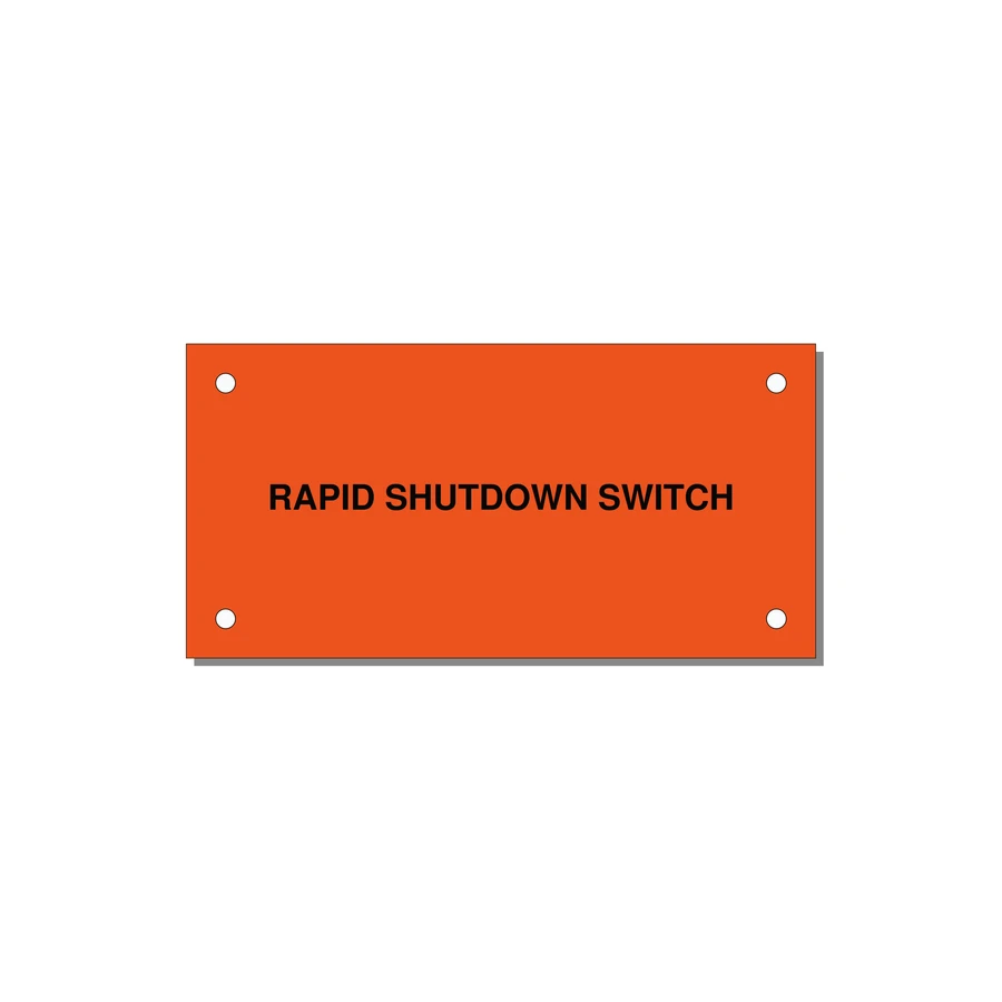 4.0x2.0" Safety Label - RAPID SHUTDOWN SWITCH — 4x2" Black on Orange, Holes