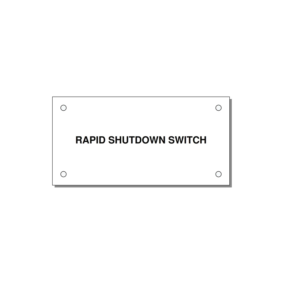 4.0x2.0" Safety Label - RAPID SHUTDOWN SWITCH — 4x2" Black on White, Holes