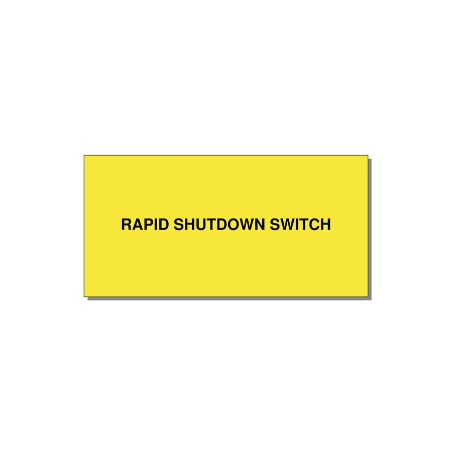 4.0x2.0" Safety Label - RAPID SHUTDOWN SWITCH — 4x2" Black on Yellow, Adhesive