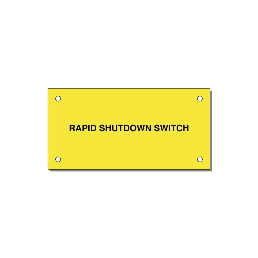 4.0x2.0" Safety Label - RAPID SHUTDOWN SWITCH — 4x2" Black on Yellow, Holes
