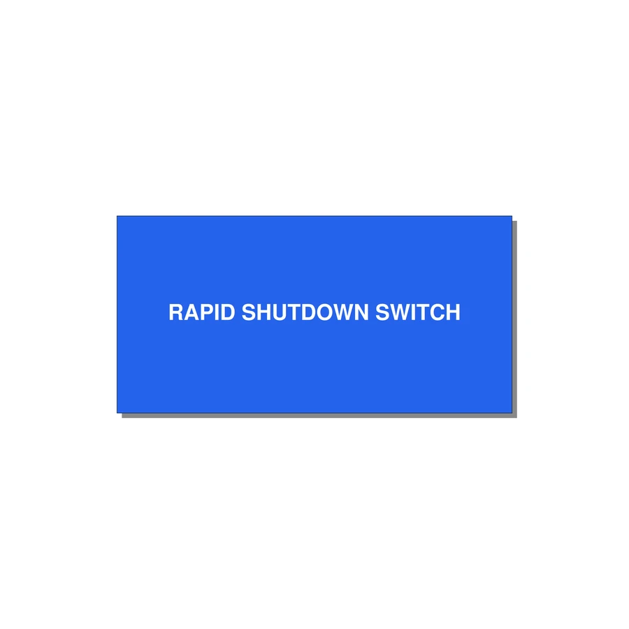 4.0x2.0" Safety Label - RAPID SHUTDOWN SWITCH — 4x2" White on Blue, Adhesive
