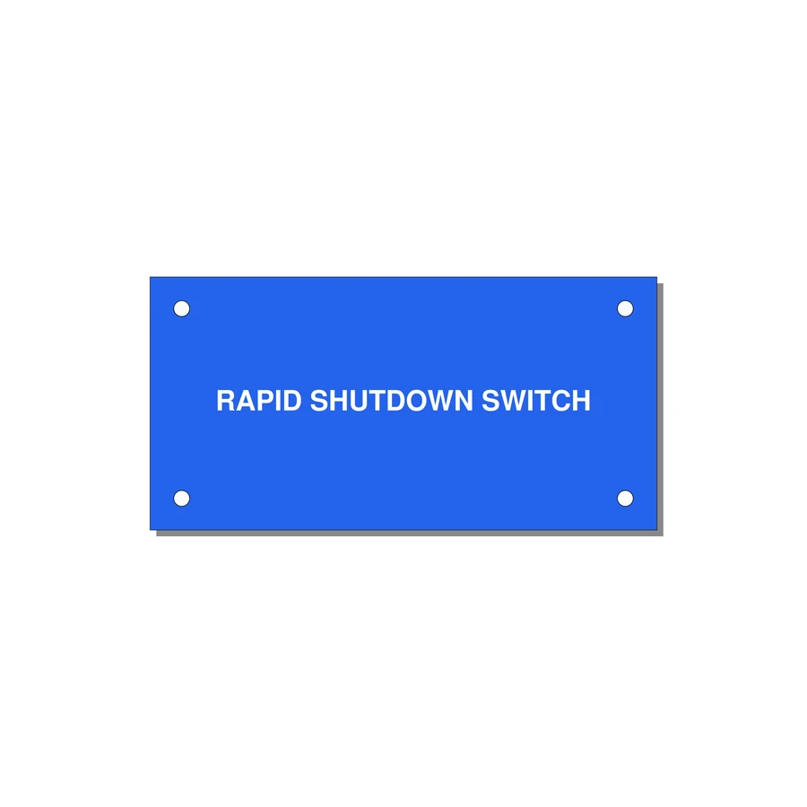 4.0x2.0" Safety Label - RAPID SHUTDOWN SWITCH — 4x2" White on Blue, Holes