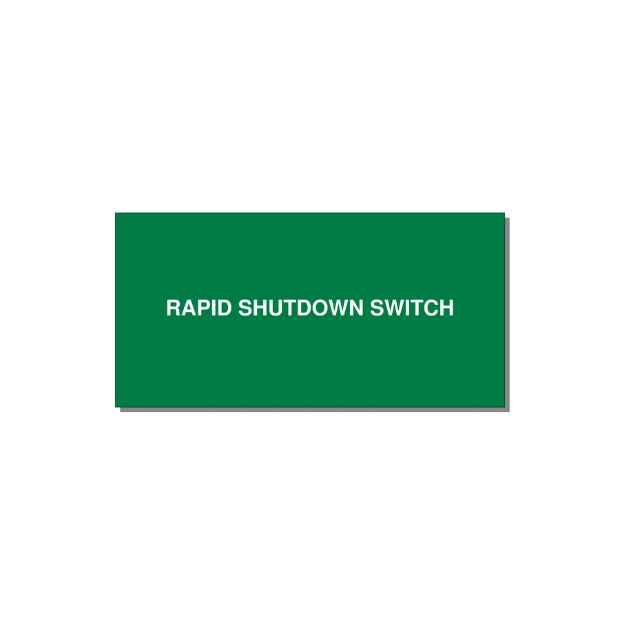 4.0x2.0" Safety Label - RAPID SHUTDOWN SWITCH — 4x2" White on Green, Adhesive