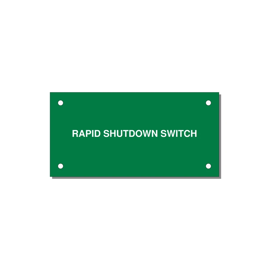 4.0x2.0" Safety Label - RAPID SHUTDOWN SWITCH — 4x2" White on Green, Holes
