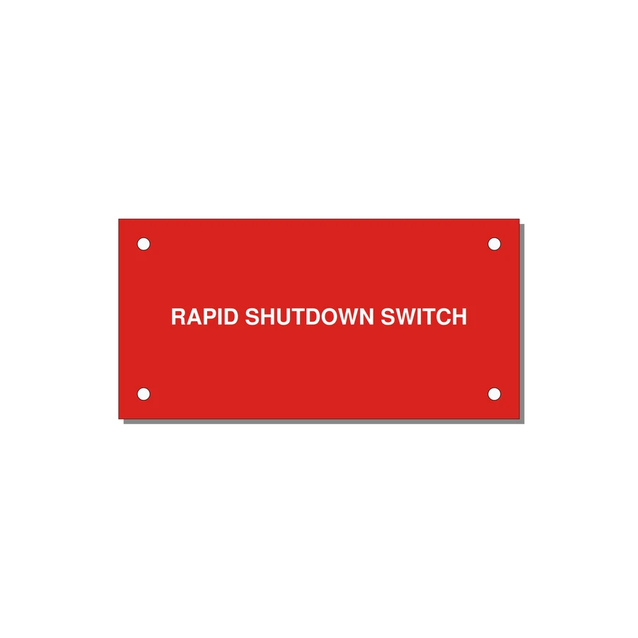 4.0x2.0" Safety Label - RAPID SHUTDOWN SWITCH — 4x2" White on Red, Holes