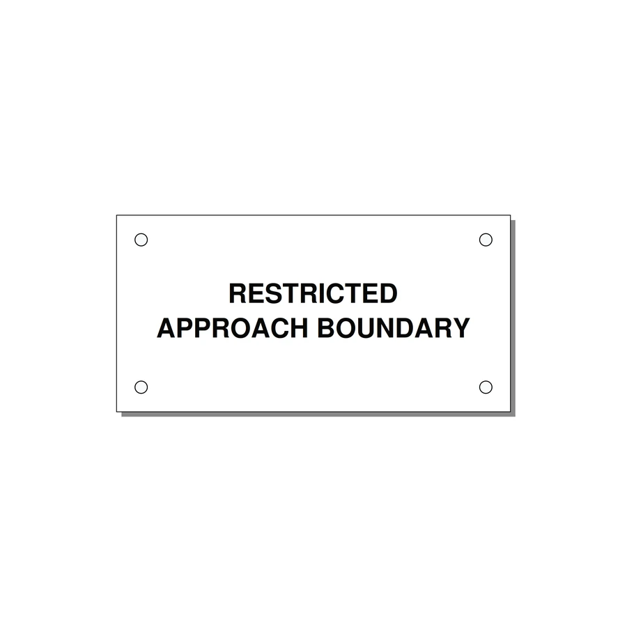 4.0x2.0" Safety Label - RESTRICTED APPROACH BOUND — 4x2" Black on White, Holes