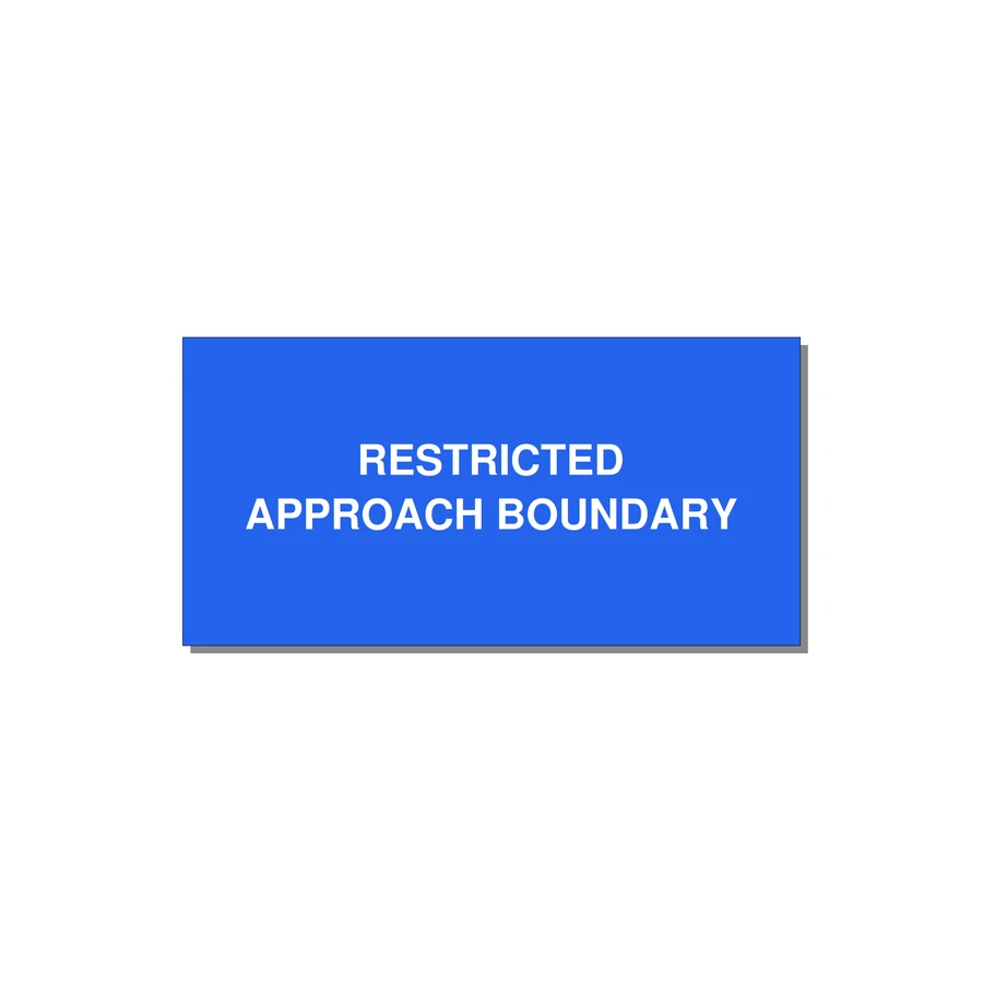 4.0x2.0" Safety Label - RESTRICTED APPROACH BOUND — 4x2" White on Blue, Adhesive