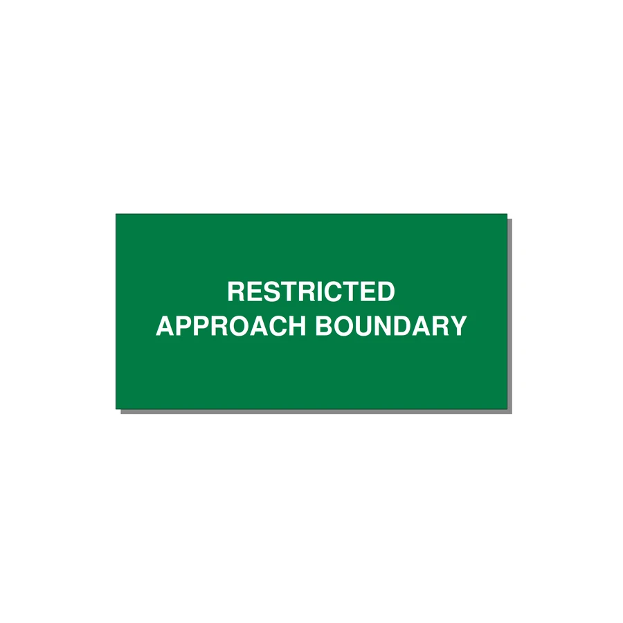 4.0x2.0" Safety Label - RESTRICTED APPROACH BOUND — 4x2" White on Green, Adhesive