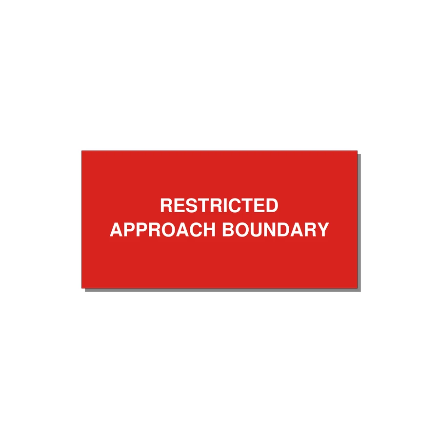 4.0x2.0" Safety Label - RESTRICTED APPROACH BOUND — 4x2" White on Red, Adhesive