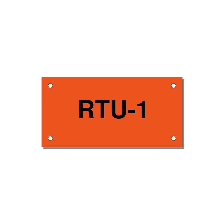 4.0x2.0" Safety Label - RTU-1 — 4x2" Black on Orange, Holes