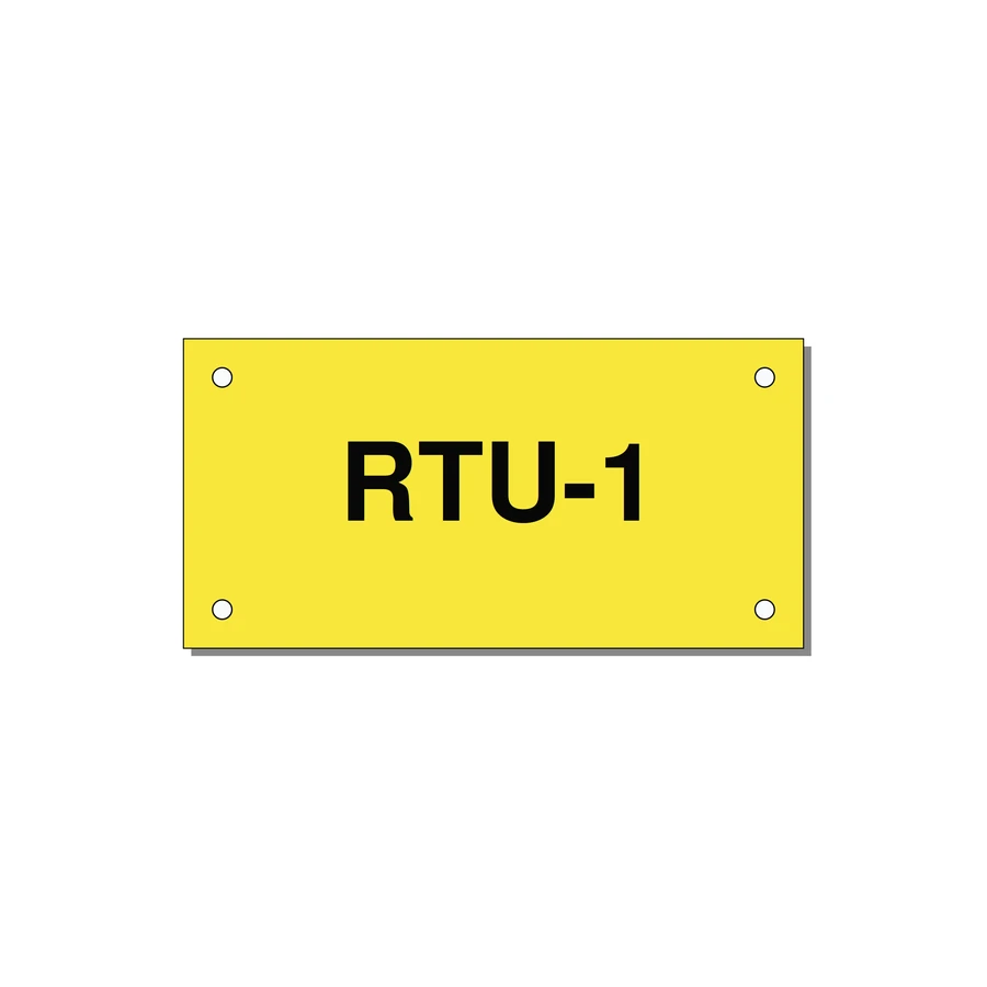 4.0x2.0" Safety Label - RTU-1 — 4x2" Black on Yellow, Holes