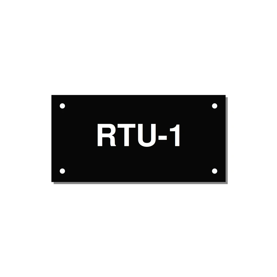 4.0x2.0" Safety Label - RTU-1 — 4x2" White on Black, Holes