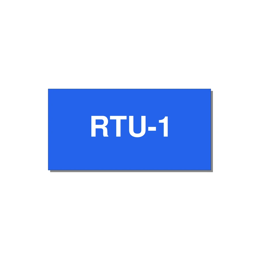 4.0x2.0" Safety Label - RTU-1 — 4x2" White on Blue, Adhesive