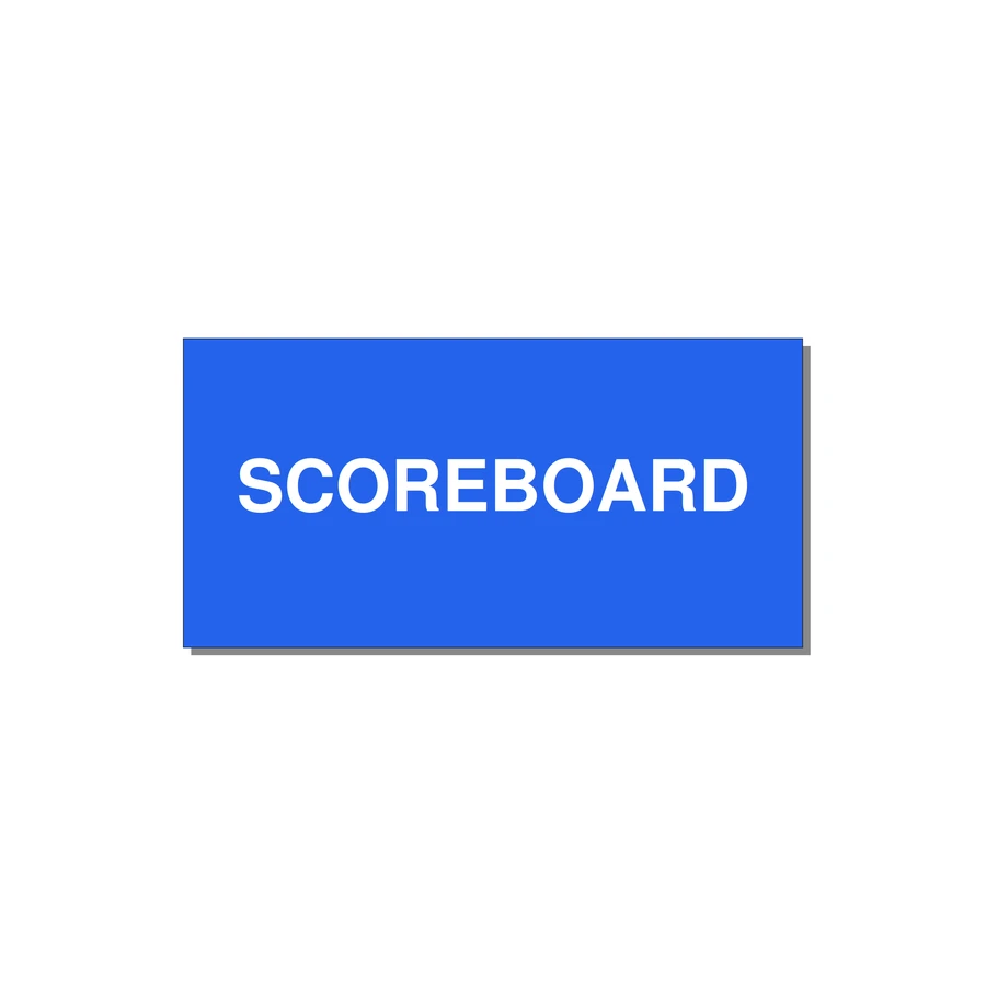 4.0x2.0" Safety Label - SCOREBOARD — 4x2" White on Blue, Adhesive