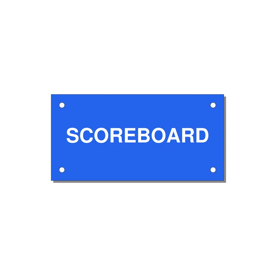4.0x2.0" Safety Label - SCOREBOARD — 4x2" White on Blue, Holes