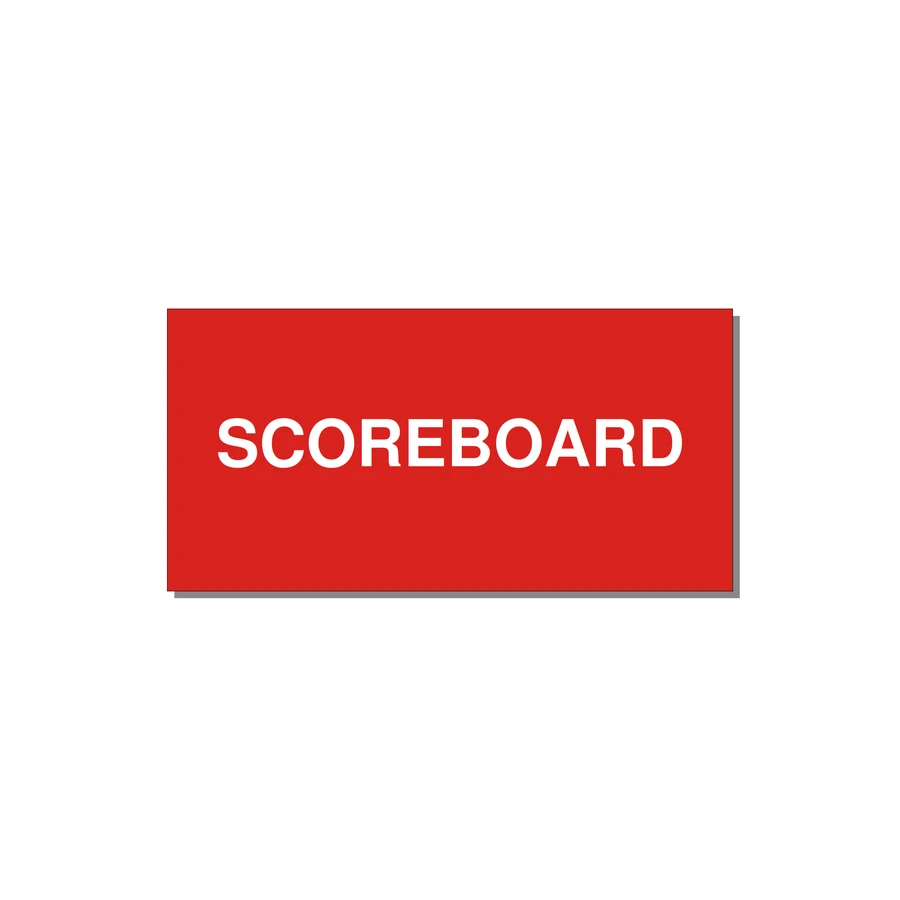 4.0x2.0" Safety Label - SCOREBOARD — 4x2" White on Red, Adhesive