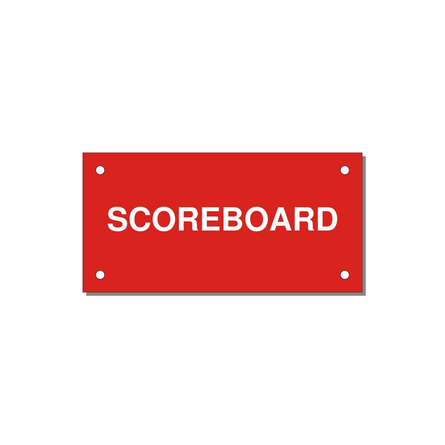 4.0x2.0" Safety Label - SCOREBOARD — 4x2" White on Red, Holes