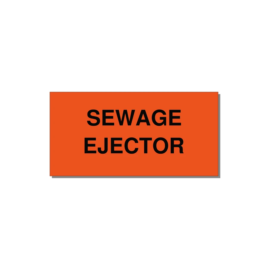 4.0x2.0" Safety Label - SEWAGE EJECTOR — 4x2" Black on Orange, Adhesive