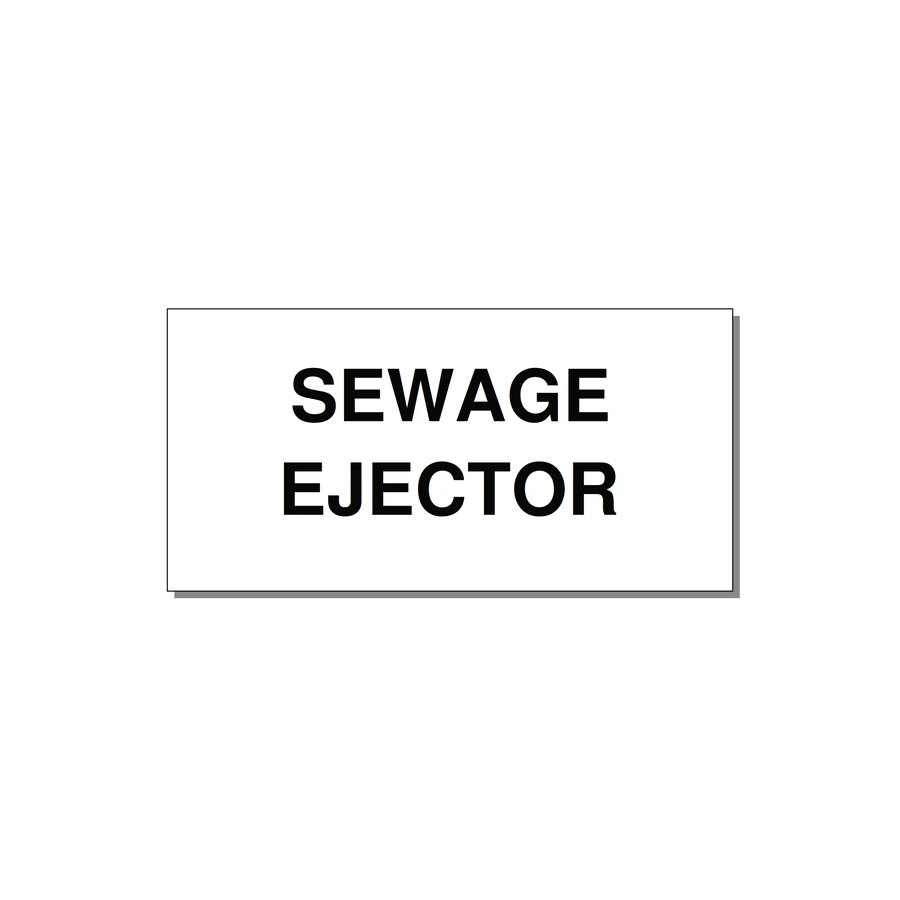 4.0x2.0" Safety Label - SEWAGE EJECTOR — 4x2" Black on White, Adhesive