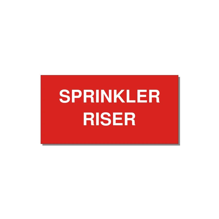 4.0x2.0" Safety Label - SPRINKLER RISER — 4x2" White on Red, Adhesive
