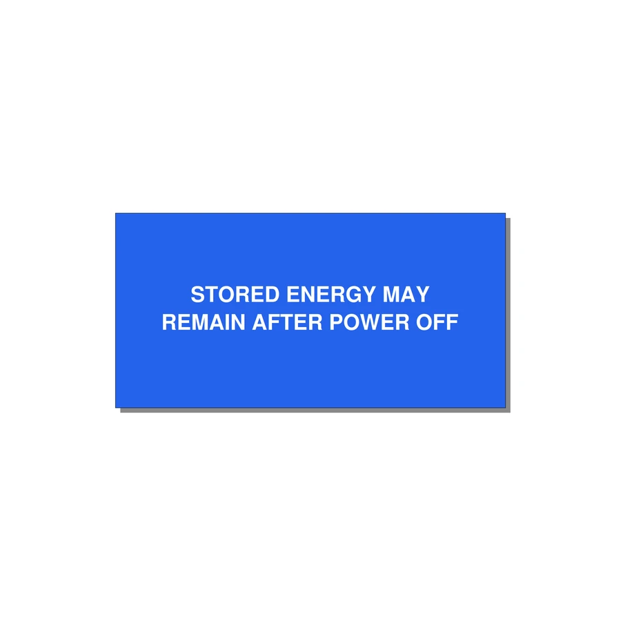 4.0x2.0" Safety Label - STO — 4x2" White on Blue, Adhesive