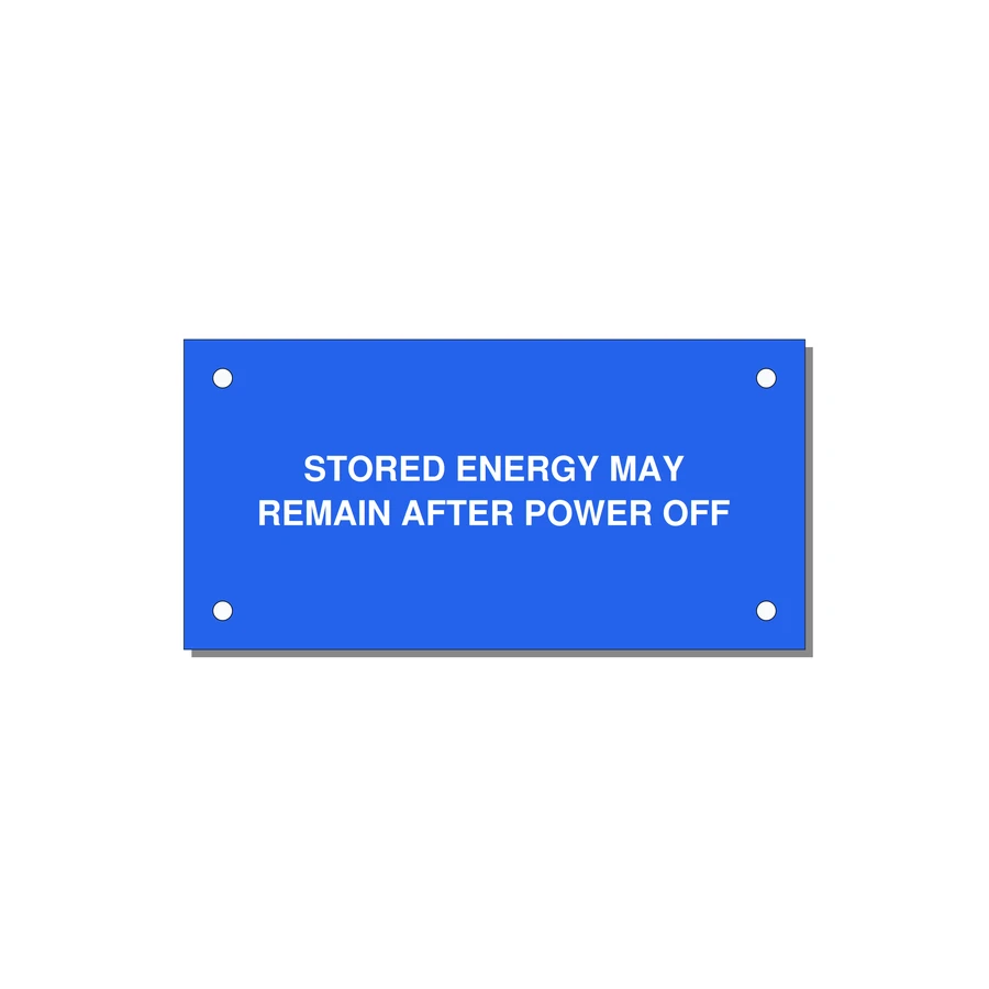 4.0x2.0" Safety Label - STO — 4x2" White on Blue, Holes