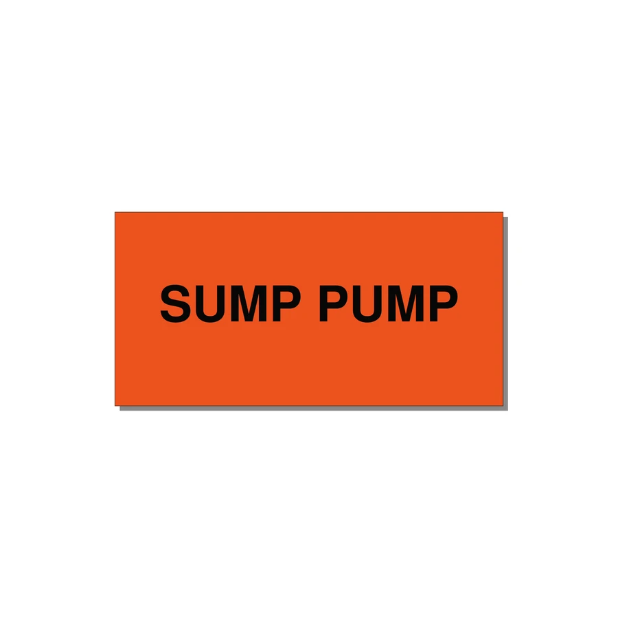 4.0x2.0" Safety Label - SUMP PUMP — 4x2" Black on Orange, Adhesive