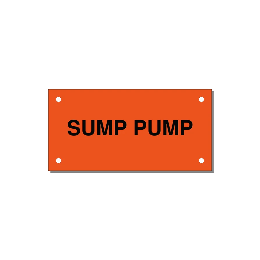 4.0x2.0" Safety Label - SUMP PUMP — 4x2" Black on Orange, Holes