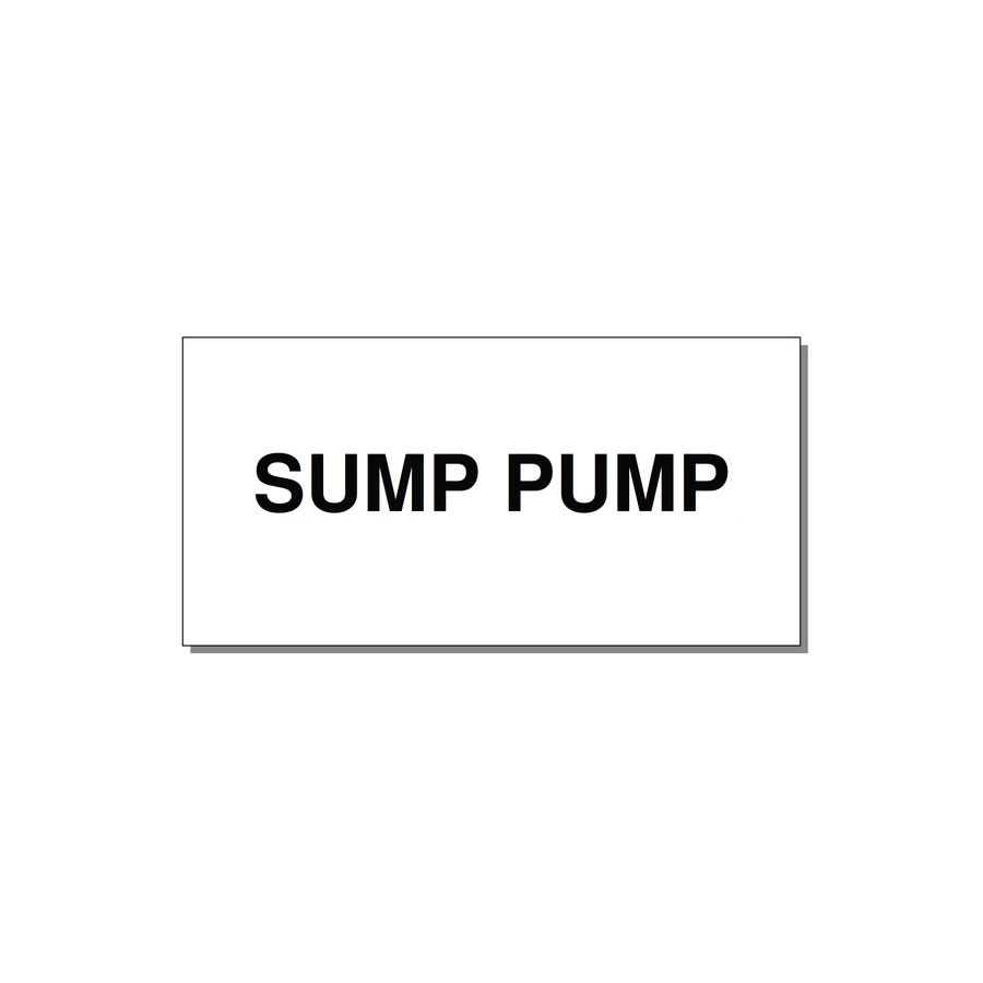 4.0x2.0" Safety Label - SUMP PUMP — 4x2" Black on White, Adhesive