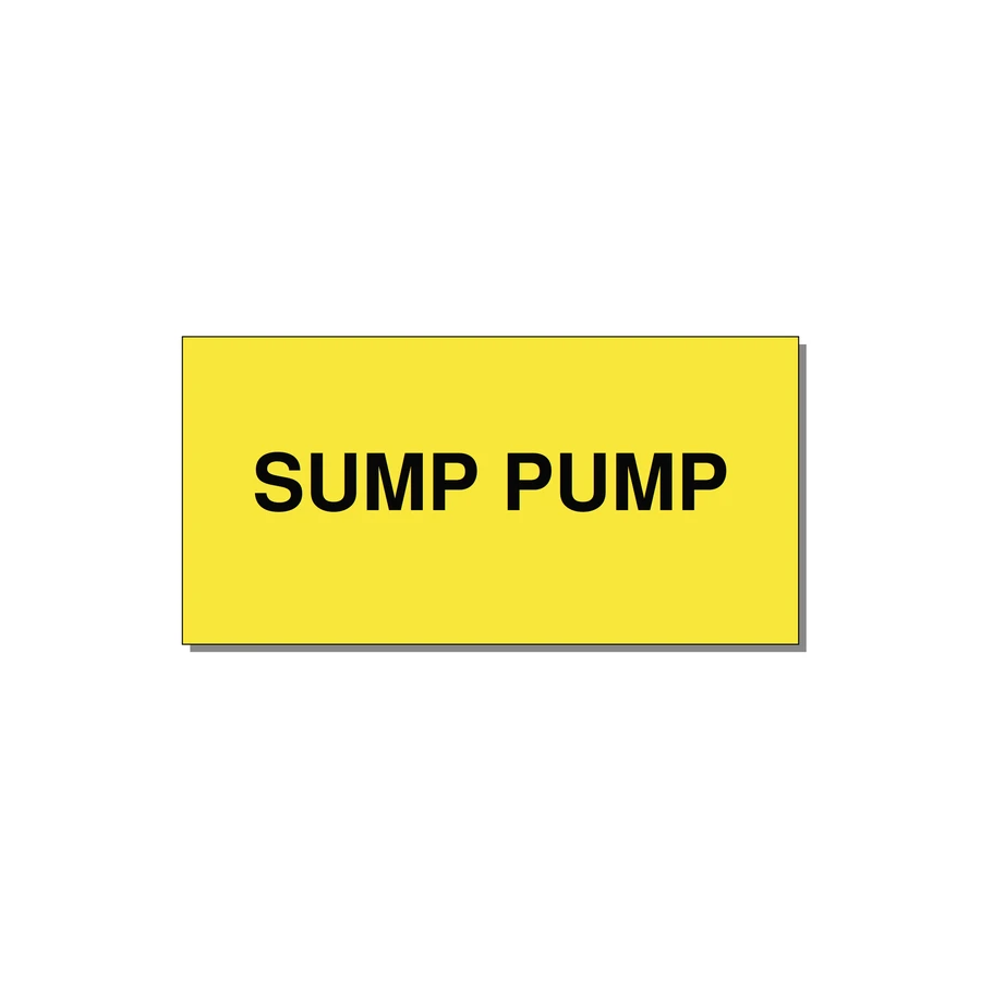 4.0x2.0" Safety Label - SUMP PUMP — 4x2" Black on Yellow, Adhesive